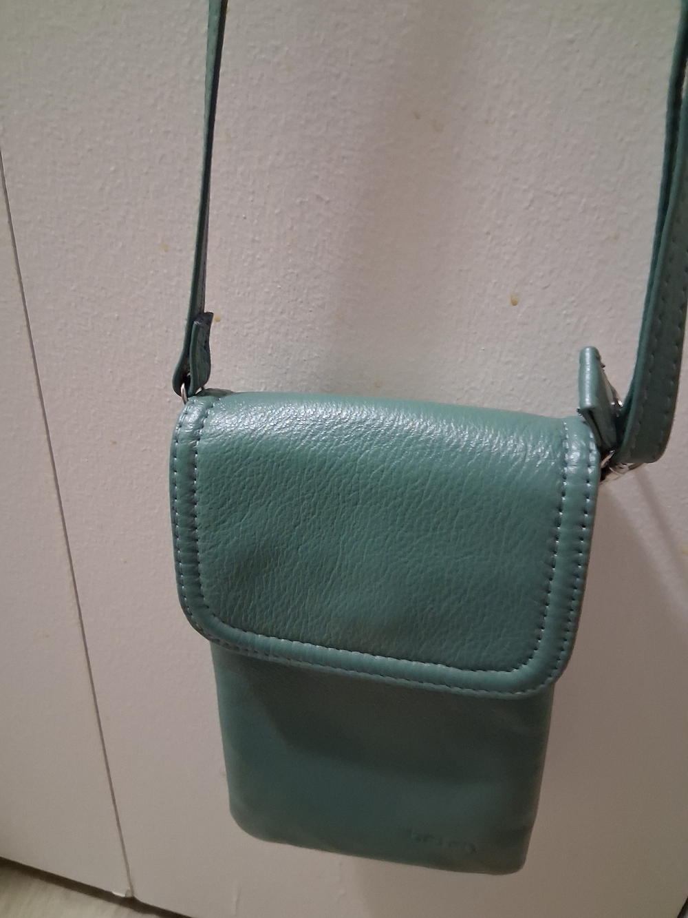 Compact Teal Crossbody Phone Bag with Flap